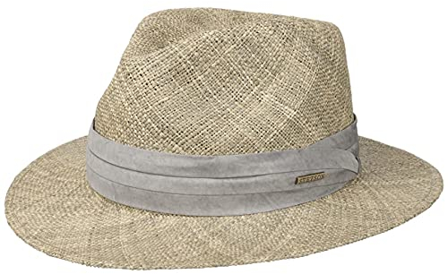 Stetson Caney Seagrass Traveller - Herrenhut aus Stroh - Sonnenhut mit elegantem Garniturband - Aus Stroh - Unifarbener Strohhut Frühjahr/Sommer Natur L (58-59 cm)