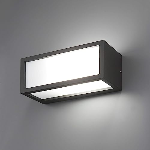 MAZZOLA LUCE Applique lampada da parete per esterno giardino ip54 grigio antracite e27 moderna rettangolare - Certificazione Elettrica Italiana