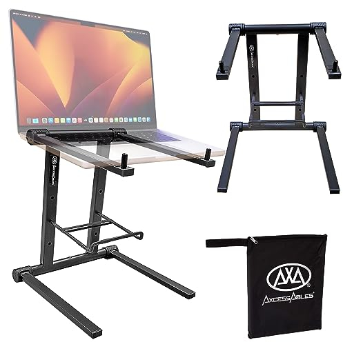 AxcessAbles DJ-Laptopständer mit Reisetasche, tragbarer Laptopständer für Musiker, faltbar, Aluminium, zusammenklappbar, Laptopständer für MacBook, Computer, DJ, MacBook-Ständer, Keine Montage