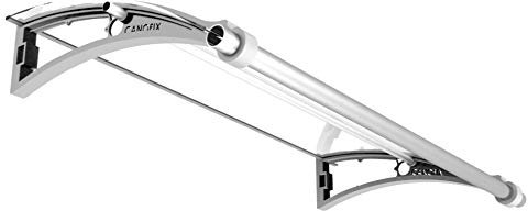 CANOFIX Door Canopy PC 1500W x 650P / DIY Polycarbonate Cantilever Awning/Front Window Back Door Pathway Walkway Garden Shed Porch Patio (Black Bracket - Clear Sheet)