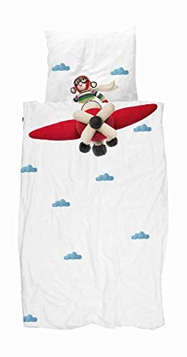 Snurk Baumwollbettwäsche Airplane Monkey 135x200cm 80x80cm Flugzeug mit AFFE