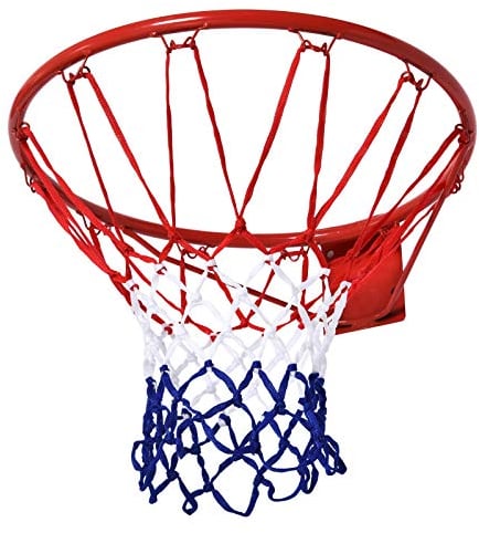 HOMCOM Canestro Basket da Muro in Ferro con Rete in Nylon per Esterno e Interno, Φ46cm