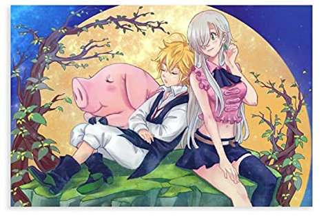 Leinwand-Poster, Anime The Seven Deadly Sins, Elizabeth Meliodas 28, Kunstdruck, Gemälde für Wohnzimmer, Schlafzimmer, Dekoration, 40 x 60 cm, ohne Rahmen: