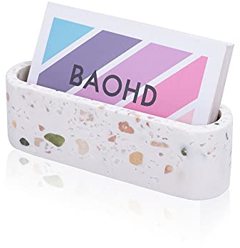 BAOHD Beton-Visitenkartenhalter für Schreibtisch, modernes Terrazzo-Visitenkarten-Display, Desktop-Visitenkartenhalter, Display, Visitenkartenständer für Damen und Herren