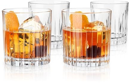 Viski Double Old Fashioned Tumbler, 4 Lowball-Cocktailgläser aus bleifreiem Kristallglas, Glaswaren Made in Italy, 4er-Set, 12 Unzen (355 ml)
