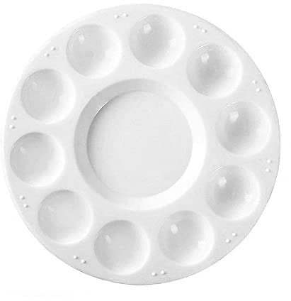 2 x Malpalette, 11 Löcher, große Kunststoff-Malpalette für Kinder, Kunst, Wasserfarben, Mischpalette, antihaftbeschichtet, Ölfarben-Palette