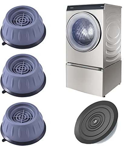 Newaner Schwingungsdämpfer Waschmaschine, 4 Stück Universal Vibrationsdämpfer mit Gummiunterlage, Anti Vibration Füße Dämpfer für Waschmaschinen und Trockner, Waschmaschine Antivibrationsmatte