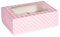 Anniversary House Pink Cupcake Box with Window and Removable 6 Hole Insert, Gingham and Polka Dot Print, Easy Assembly, 7.5 x 16 x 23 CM, J157