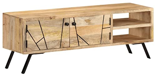 vidaXL Mangoholz Massiv TV Schrank Rustikal Lowboard TV Möbel Tisch Board Sideboard Fernsehtisch Fernsehschrank HiFi-Schrank 110x30x40cm