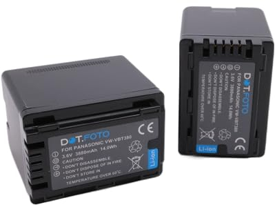 2 x Dot.Foto VW-VBT380 Premium 3.6v / 3880mAh Akku für Panasonic HC-V110, HC-V130, HC-V160, HC-V180, HC-V201, HC-V250,HC-V260,V720 V750 V770 V777 VX870 VX980 VX989