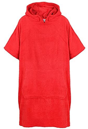 A2Z Adults Towel Poncho Bathrobe Soft Beach Bath Swim Robe Ladies Mens - Towel Bathrobe 128 Red L-XL