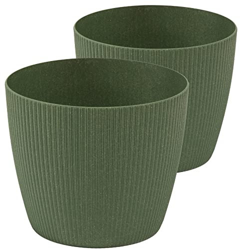 Tymar Blumentopf, 2er-Pack, Runde Form, Übertopf ((2pack) Waldgrün, ø 30 cm)