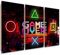 Feeby 3-teilig Wanddeko 90x60 cm Spiele Für den Gamer Gaming Game Over Kunstdruck Modern Wandbilder Deko Flur Wohnzimmer Abstraktion Symbole Spielkonsole mehrfarbig