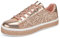 UUBARIS Women's Glitter Tennis Sneakers Neon Dressy Sparkly Sneakers Rhinestone Bling Wedding Bridal Shoes Shiny Sequin Shoes Rosegold Size 8.5