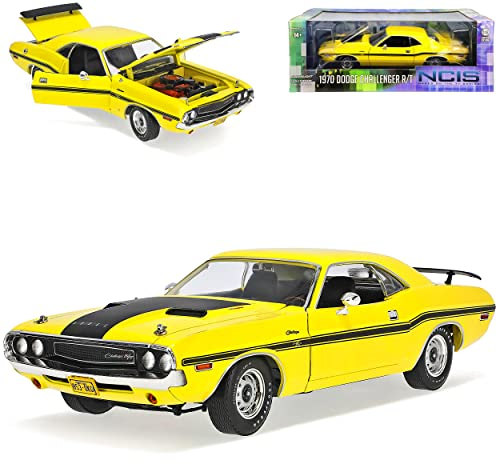 alles-meine.de GmbH Dodge Challenger R/T Coupe Gelb NCIS Navy CIS 1. Generation 1969-1974 1/18 Greenlight Modell Auto mit individiuellem Wunschkennzeichen