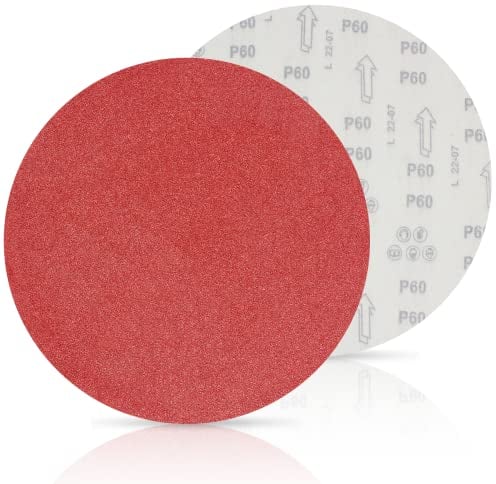 FEIHU 300mm Velcro Sanding Discs, Grit P60, Aluminium Oxide, Red, Compatible with Angle Grinder, Pack of 15