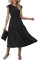 GRECERELLE Womens Summer Maxi Dress - Casual Midi Smocked Ruffle Sleeve Elastic Waist Crew Neck Tiered Cocktail Long Dresses for Ladies (Black, S)