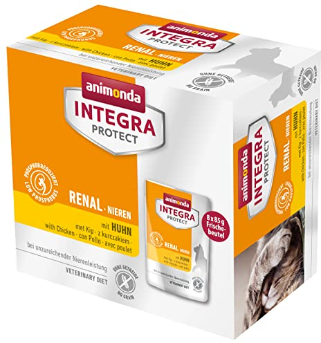 animonda INTEGRA PROTECT Katzenfutter nass Renal (Niere) mit Huhn (8 x 85g), vom Tierarzt empfohlen bei Niereninsuffizienz, mit Veterinären entwickeltes Diätalleinfutter für erwachsene Katzen