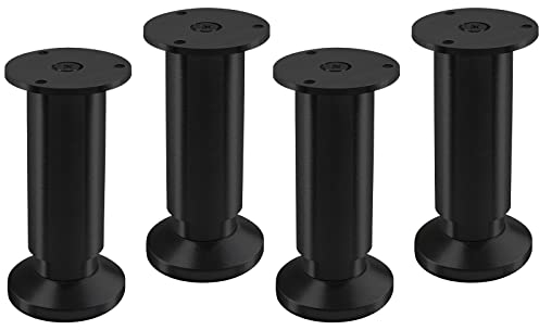 4 x SOTECH Pieds de meuble ALPHA pieds de meuble réglables anodisés noir, chargeable jusqu'à 250 kg Hauteur : 120 mm