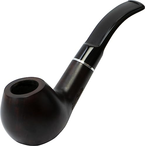 Pfeife JEAN CLAUDE gebogen dunkelbraun Chromring echtes Bruyere