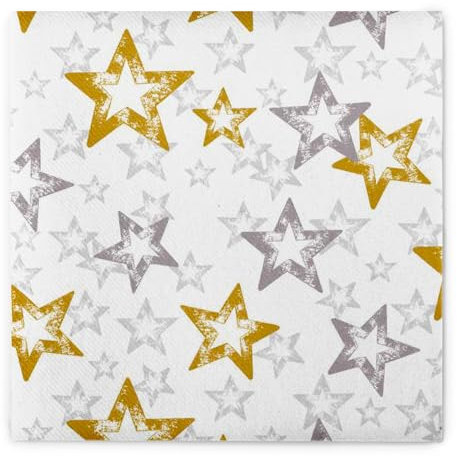 Mank Airlaid Servietten 40 x 40 cm 1/4-Falz ideal für Gastronomie und Feiern, Weihnachtsservietten mit Sternen, stoffähnlich saugstark 50 Stück Allison