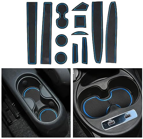 CDEFG Tappetino Antiscivolo Antipolvere Antigraffio Compatibile con Fiat 500 / Abarth 595 Tappetini in Gomma Portabicchieri per Interni Auto Accessori