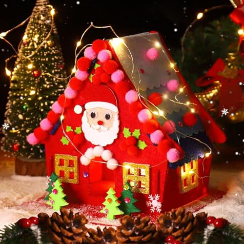 Booaee Weihnachten Zug Weihnachtshaus Basteln Moosgummi Bastelset Weihnachtsmann Schaumgummi Eisenbahn Sets Basteln Set, für Weihnachtsbasteln und Dekorationen Weihnachtsbasteln Set (A)