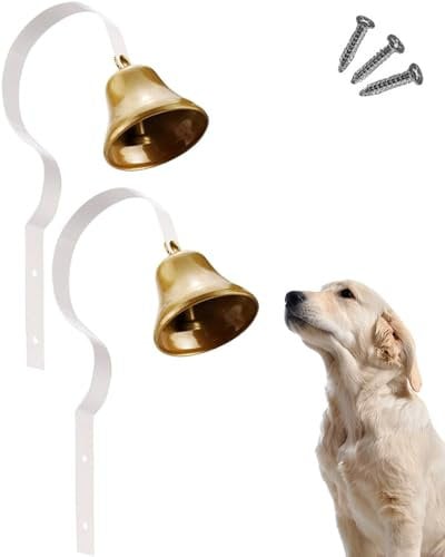 GoldTiger Hunde-Türklingel, feste Metall-Türklingel, Hundeglocke für Töpfchentraining, Klingel für Hunde, um nach draußen zu gehen, manuelle Montage, Wandmontage, 2 Stück, Weiß