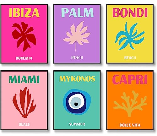Preppy Travel Wall Decor, Preppy Room Decor Aesthetic Wall Art Prints Colorful Abstract Poster, Preppy Poster Room Aesthetic 8x10 Zoll (20.3x25.4cm) Ungerahmt