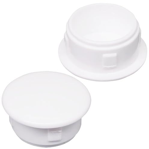 SKIR'CO (40 Stück) Weiß Kunststoff Lochstopfen 15mm Bohrloch Abdeckkappen Möbellochstopfen Schraublochstopfen