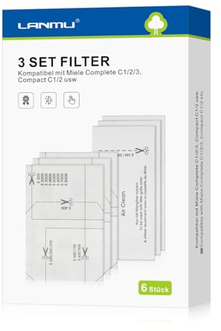 LANMU Air Clean & Pre Motor Filter Mat for Miele Complete C1/C2/C3,Compact C1/C2,Classic C1,Dynamic U1,S200-S899,S2000-S8999 Series Vacuum Cleaner(3 Pack)