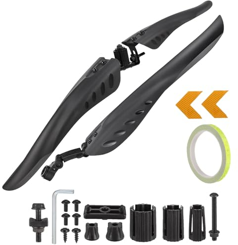 DuDuZui Fahrrad Schutzblech Set, Schutzbleche Mountainbike Verstellbare Vorne Hinten Fahrradschutzblech Radschutz für 24-29 Zoll Räder, mit 1 Reflektierende Tape +2 Pfeil Reflektierende Aufkleber