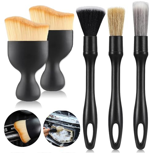 laeeyin 5 Stück Auto Detailingbürste staubpinsel, Auto Reinigungsbürsten Car Interior Detailing Brushes reinigungspinsel, Auto Detail Cleaning Brush for Interior/Exterior