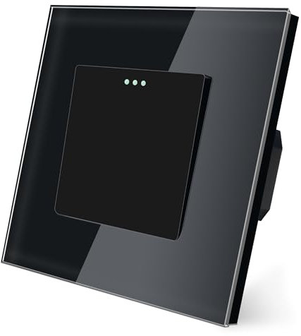 TAWOIA Lichtschalter 1 Fach 2 Weg Unterputz Taste Schalter 86 * 86mm Lichtschalter Glas Schwarz Kippschalter