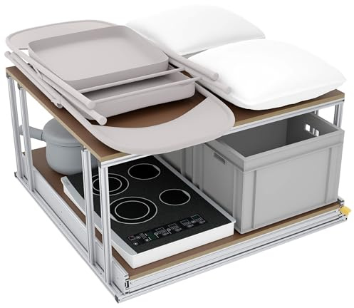 Tinobu Heckauszug mit Ablage für Campingzubehör, Länge 90cm, Kastenwagen und Camper (Breite: Individuell)