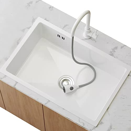 Organizador de Fregadero de Cocina Fregadero Blanco de Acero Inoxidable 304, Fregadero Blanco bajo encimera, Grifo Blanco, Fregadero Individual con escurridor (72x45x22cm)