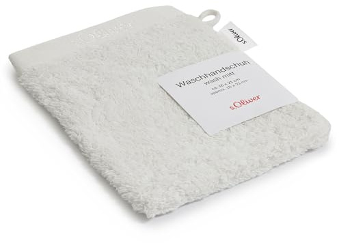 s.Oliver Waschlappen 16x21 cm - 100% Baumwolle, 600 g/m², weich & angenehm, Waschhandschuh Creme