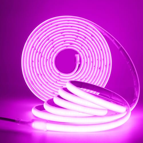 XUNATA COB Neon LED Streifen, 12V 320LEDs/m Superhell Hohe Dichte IP68 Wasserdicht, Flex Selbstklebend Diffusion COB LED Schlauch Lichtband Strip für Festival Party DIY Deko (Violett, 2M)
