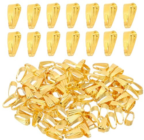 PATIKIL 8.5x3.5mm Snap Bail Hook Pinch, 100Pcs Alloy Pendant Charm Clasp Connectors Bail for Necklace Jewelry Making Bracelet Dangle DIY Crafts, Gold Tone