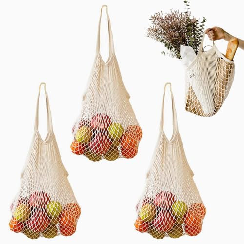 Geaanen 3. Packung Einkaufsnetze, Netzbeutel, Netztasche, Netztasche Sandspielzeug, Obstnetz Zum Aufhängen,Netztasche Strand,Netzbeutel Sandspielzeug.