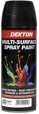 Inspired Essentials All Purpose Aerosol Spray Paint 400ml Quick Drying Spray, Fast Dry and Excellent Coverage for Metal, Wood, Plastic and More (4, Black/Grey)