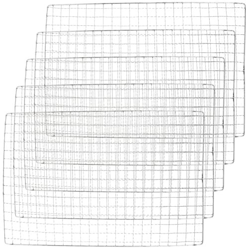GANAZONO Disposable Grill Topper, 5pcs BBQ Mesh Grilling Mat Rectangular Grilling Liners Vegetable Meat Grill Tray for Outdoor BBQ Grill