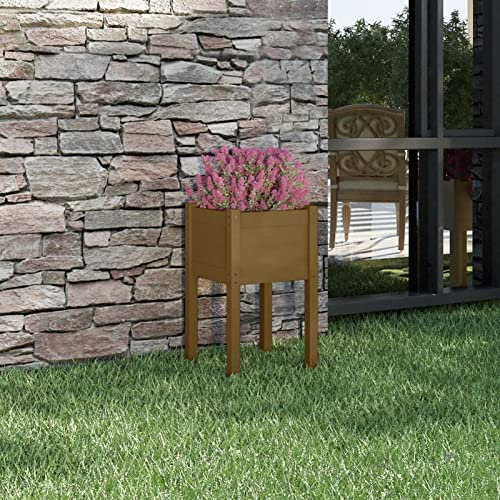 qohoio Jardinière d'extérieur Marron Miel 40x40x70 cm Pin Massif Jardiniere sur Pieds,Jardiniere Terrasse