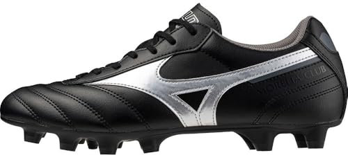 Mizuno Morelia II Club - Zapatillas de fútbol para hombre, negro/plateado, 41 EU