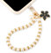 NQEUEPN Correa de Abalorios Teléfono con Perlas, Abalorio Teléfono Móvil Cordón Teléfono Perlas Pulsera Teléfono Cuentas Colgante Teléfono Móvil con Parche Teléfono Niñas Regalo (Estilo Flor Negra)
