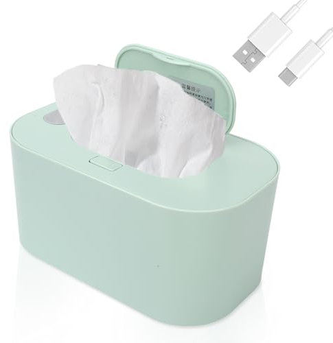 Portable Wet Wipes Heater, Constant Temperature Large Capacity Wet Wipes Dispenser Diaper Wipe Warmer for Babies Household Baby Wipes Wamer for Vehicle and Home Use (Green)