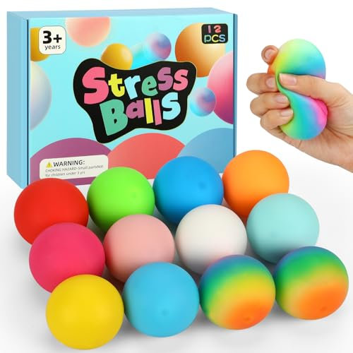 TMHAI Stressball Sensory Fidget Fun Toy, 12 Stück Stressabbau Knetball Squishy Ball Wurfball Spielzeug für Kinder und Erwachsene