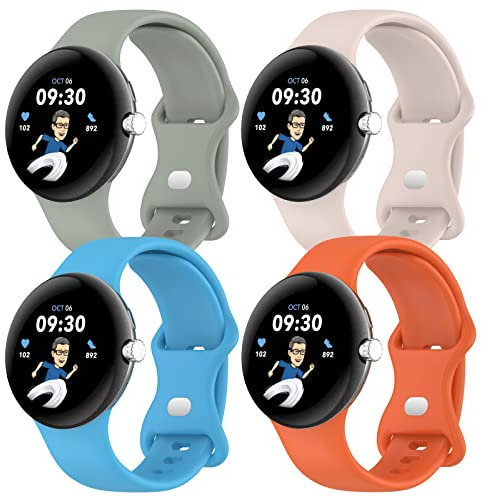 SOLOLUP 4 Pack Cinturino Compatibile con Google Pixel Watch 3 45mm Cinturini,Cinturini di ricambio impermeabile sportivo in silicone morbido per Google Pixel Watch 3 45 mm Cinturino Uomini Donne,S