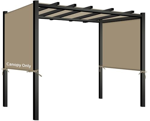 Universal Canopy Cover Replacement for 17x6.8 Ft Outdoor Pergola Structure, Garden Pergola Shade for Gazebo Patio Porch Balcony, Outdoor Waterproof Pergola Canopy Top (Grey)(Cover Only) (Khaki)