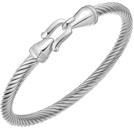 SIXDUTON Edelstahl Armband für Damen Herren, Verdrehten Stahlkabel Armreif, Freundschaftsarmband Personalisierte Armbänder, Muttertag Geburtstags Geschenk für Frauen Freundin Mama (Silber)